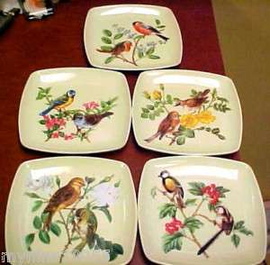 Set of (5) Decorative Crafts Italy Melamine Bird Plates  