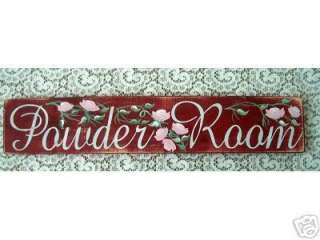 Chic and Shabby Sign POWDER ROOM Pink Roses  