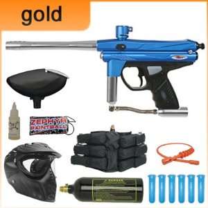  Piranha GTI+ Paintball Gun Gold Starter Package   Blue 