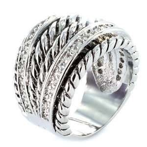   Double Rope Center Fashion Ring with CZs West Coast Jewelry Jewelry