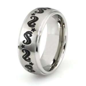 Stainless Steel Ring w/ Stars & Swirls Design (Size 12) Available Size 