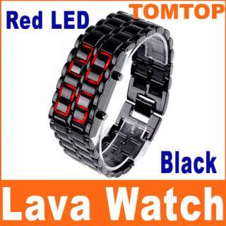 Digital Red LED Lava Style Metal Faceless sports watch  