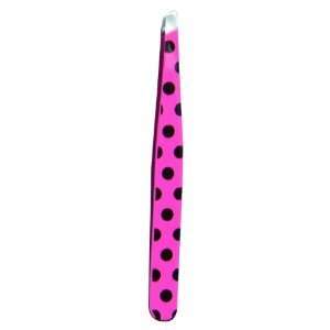   Professional Slant Tip Tweezer   Multicolour Pink and Black Polka Dots