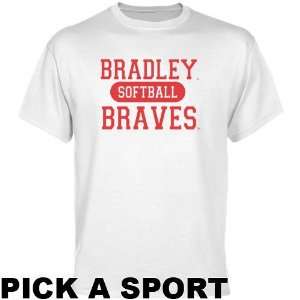  Bradley Braves White Custom Sport T shirt   Sports 