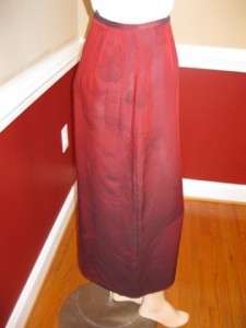 Ann Taylor RED BLACK IRIDESCENT Long Party Skirt SILK 4  