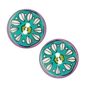  Novelty Button 1 Petals Turquoise By The Package Arts 