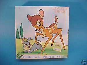 70s BAMBI DISNEY PICTURE CUBES PUZZLE WOOD BOXED CHINA  