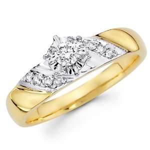  White 2 Tone Gold Round cut Diamond Womens Engagement Wedding Ring 