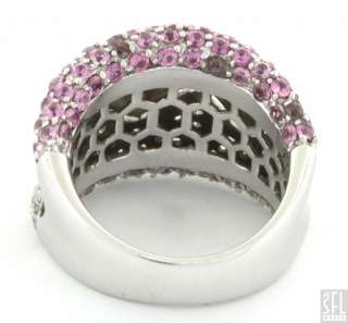   WHITE GOLD 3.0CTW DIAMOND/PINK SAPPHIRE CLUSTER COCKTAIL RING SIZE 6.5