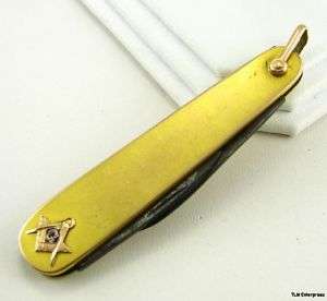 MASONIC POCKET KNIFE   10K Yellow GOLD Vintage  
