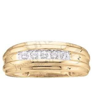  14k Yellow Gold 0.50 Dwt Diamond Fashion Mens Band Ring 