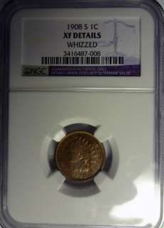 1908 S INDIAN ONE CENT NGC XF CLEANED, NOT WHIZZED  