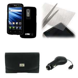  LG Nitro HD Black Leather Case Pouch with Belt Clip and Belt Loops 