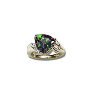 04 Ct Diamond & 4.01 Cts Mystic Fire Topaz Ring in 14K Two Tone Gold 