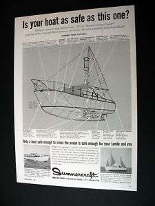 Sumnercraft Motor Sailer sail boat yacht 1961 print Ad  