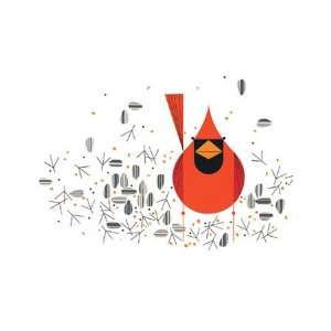 Charley Harper Lithograph  Cardinal Close up