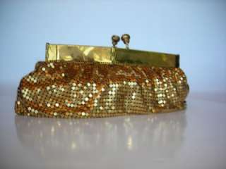Vintage Duramesh Gold Mesh Designer Lined Purse Handbag  