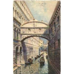   1930s Vintage Postcard Bridge of Sighs   Venice Italy 