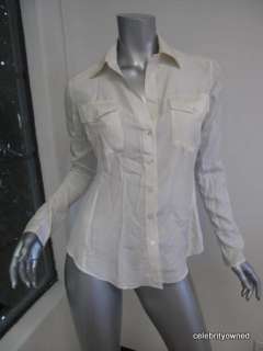 James Perse Ivory Dual Fabric Botton Down 2 Pocket Blouse 1  