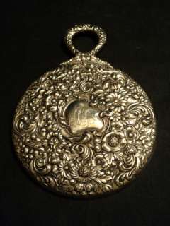 GORGEOUS ANTIQUE STERLING SILVER REPOUSSE HAND MIRROR  
