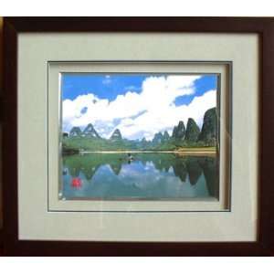  Framed Chinese Silk Embroidery Scenery 12.6 x15.2