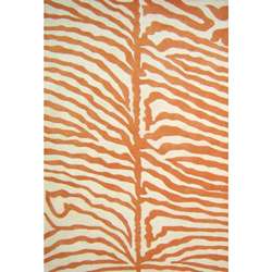 Hand tufted Orange/ Ivory Zebra Wool Rug (6 Square)  Overstock