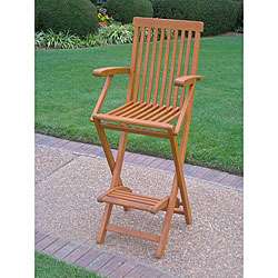 Royal Tahiti Folding Bar Chair with Arms and Footrest  