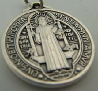 Silver P Saint Benedict Round Medal Coin 1 Size Gift  