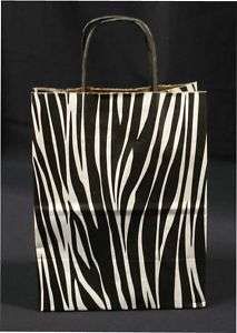 250 Zebra Print Cub Kraft Paper Retail Shopping Bags  