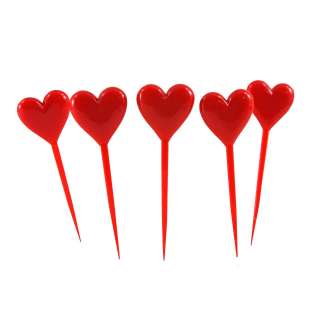 Valentines Heart Cupcake Plastic Bakery Picks  
