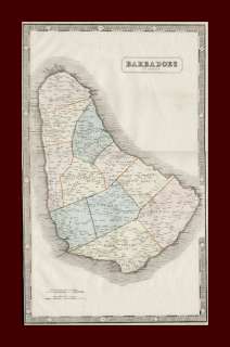 Barbados, Caribbean Island, Philips Map, antique, original 1853  