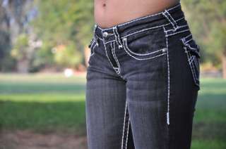 LA Idol jeans SZ 0 15 BLACK white stitching BOOT CUT FAST SHIPPING 