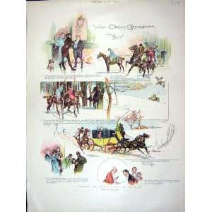   1898 Colour Print Story Great Grandpapa Horses Coach