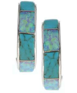 Sterling Silver Turquoise and Opal Earrings  Overstock