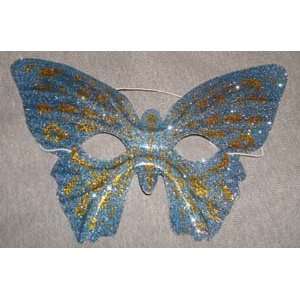  Butterfly Mask Blue/Gold Glitter 