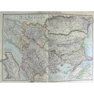 HARMSWORTH MAP 1906 TURKEY EUROPE BALKANS DARDANELLES  
