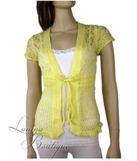 Ladies Lovely Crochet Knit Short Sleeve Cardigan 6 8 10  