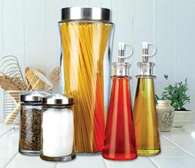 Pc Glass Kitchen Storage Set  Canisters & Shakers NEW  
