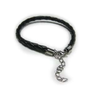  Alice 4.5mm Black Braided Synthetic Leather Bracelets 