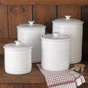 White Embossed Kitchen Canister Set, 4 piece 