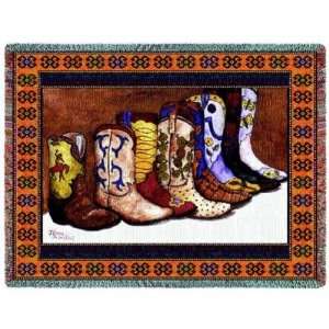  Showing Off Cowboy Boots Tapestry Throw Blanket