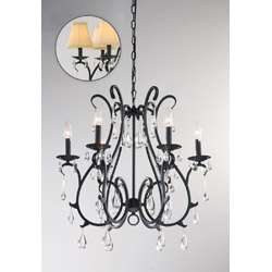 Light Curved Iron and Crystal Chandelier  