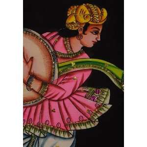 Indian Hand Painted Pretty Cotton Wall Hanging Adorn with Sequins Work 