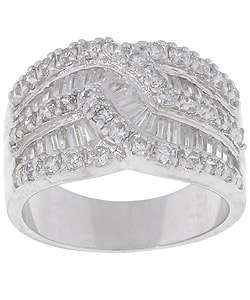 Sterling Essentials Sterling Silver Baguette Cubic Zirconia Ring 