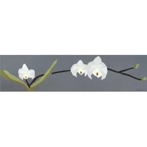 White Orchid on Gray Canvas Reproduction