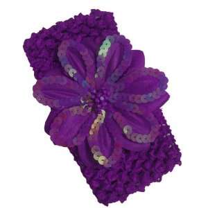  Purple Sequin Flower Crochet Baby Headband: Home & Kitchen