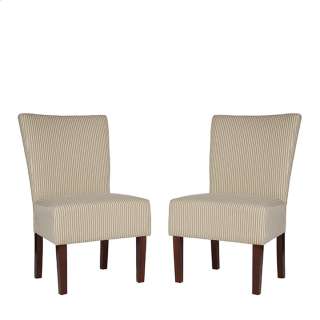 Duet Emma Khaki Ivory Stripe Upholstered Chairs (Set of 2)   