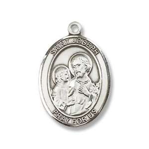 St. Joseph Sterling Silver Medal with 18 Sterling Chain Patron Saint 