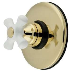 Wall Volume Control Valve with Porcelain Cross Handles Finish: Oil 