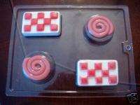 CHECKERBOARD AND SWIRL Soap Mold Molds 4 Cavity NEW  
